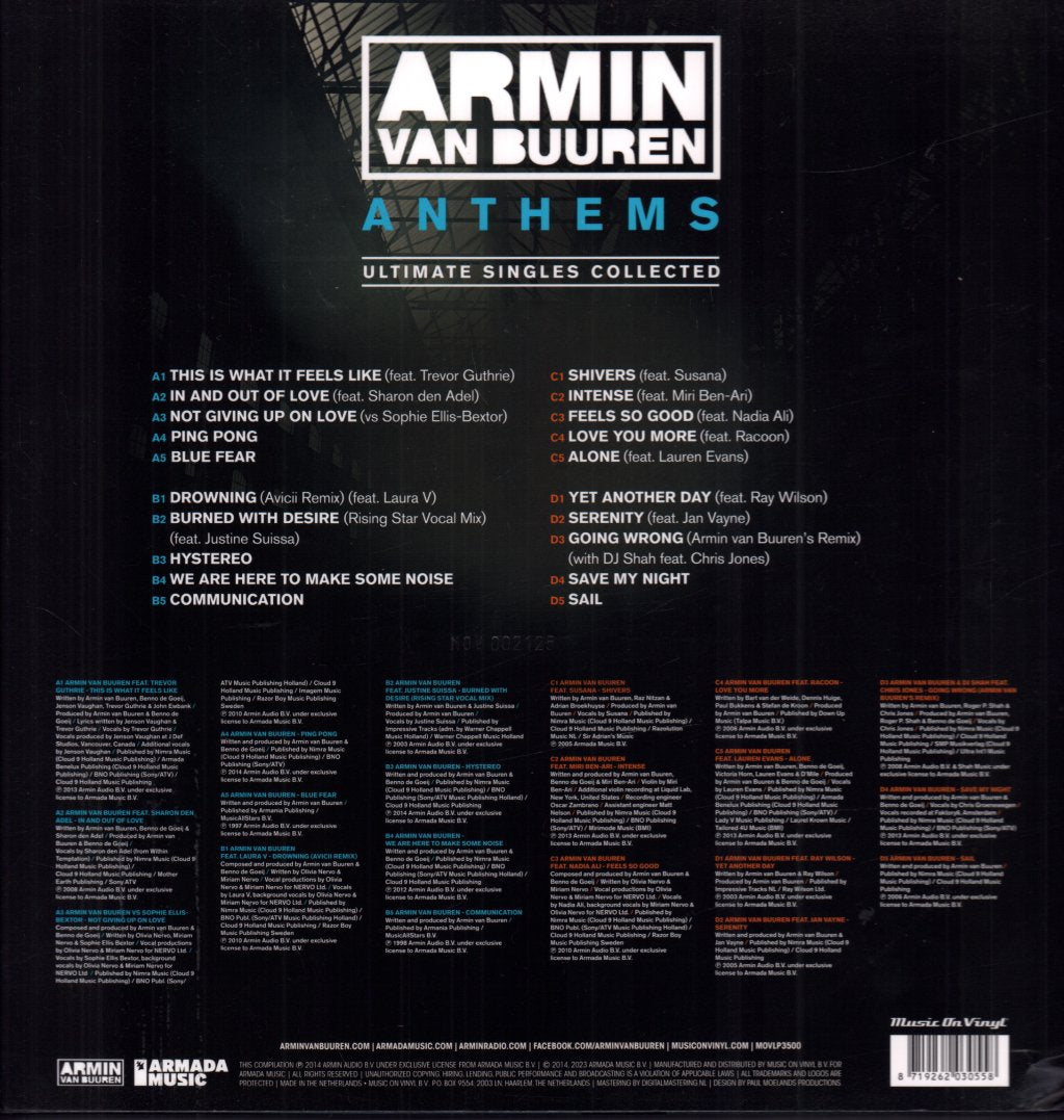 Armin Van Buuren - Anthems (Ultimate Singles Collected) - Double Lp