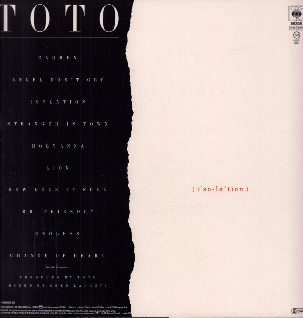 Toto - Isolation - Lp