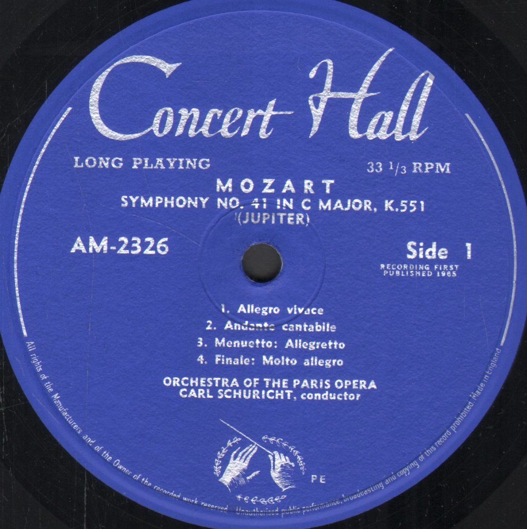 Carl Schuricht / Orchestra of The Paris Opera - Mozart - Jupiter Symphony / Prague Symphony - Lp