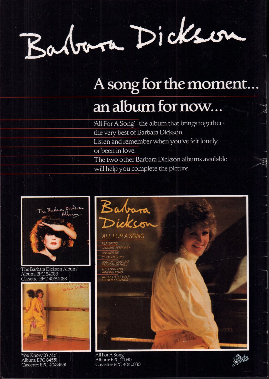 Barbara Dickson - all for a song tour - Tour Programme