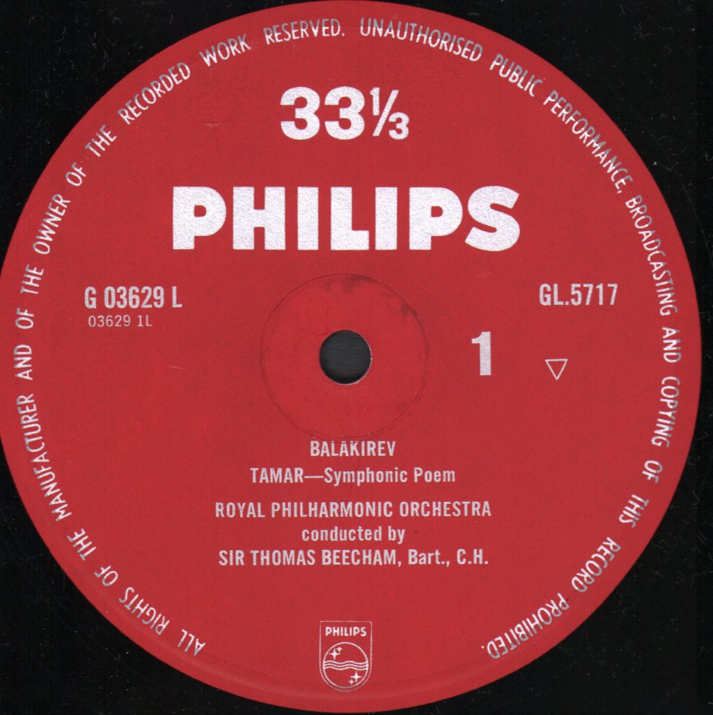 Sir Thomas Beecham / Royal Philharmonic Orchestra - Balakirev - Tamar / Dvorak - Symphonic Variations - Lp