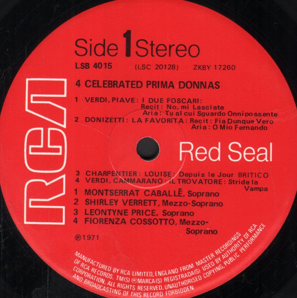 Various Artists - 4 Celebrated Prima Donnas - Lp