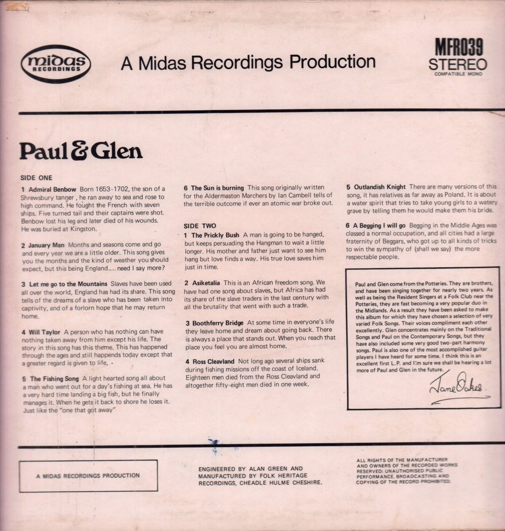 Paul & Glen - Paul & Glen - Lp