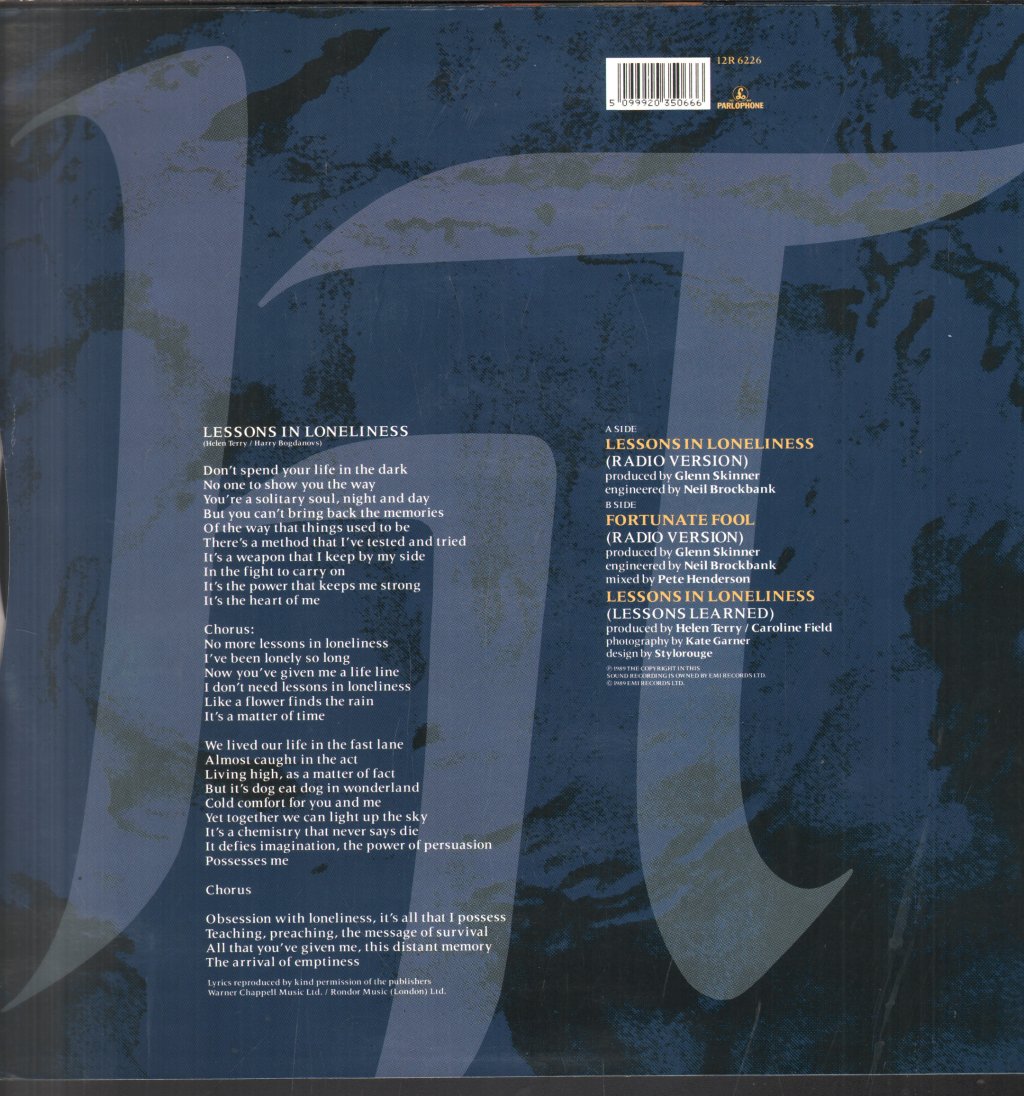 Helen Terry - Lessons In Loneliness - 12 Inch