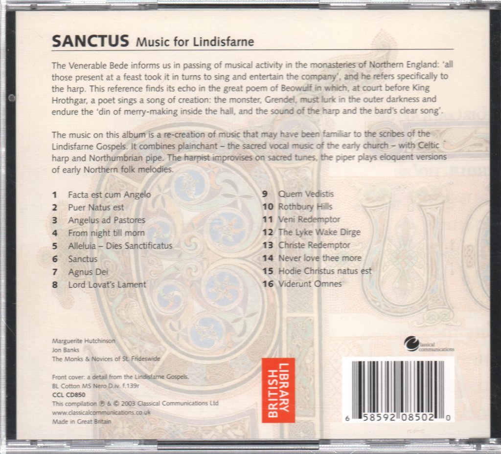 Marguerite Hutchinson, Jon Banks and Monks and Novies of Saint Frideswide - Sanctus Music For Lindisfarne - Cd
