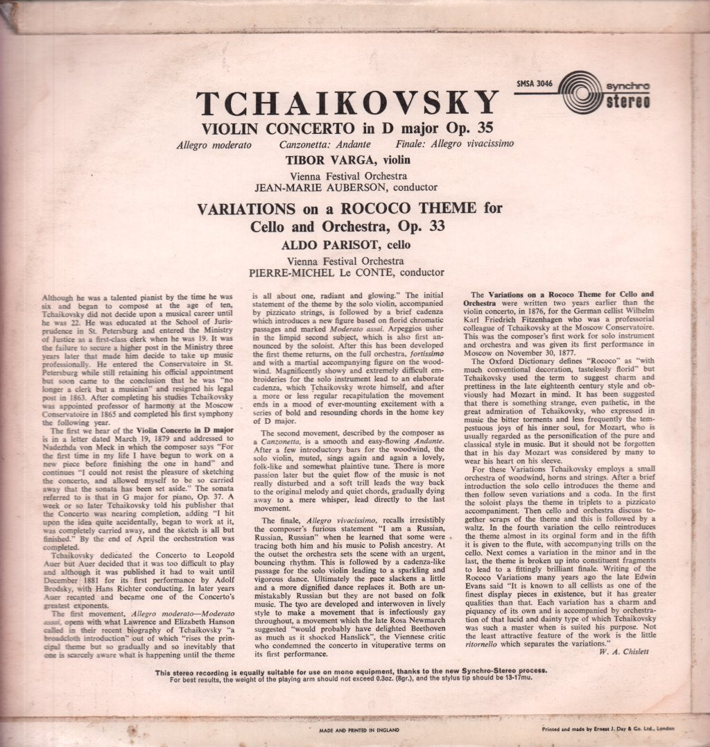 Tibor Varga - tchaikovsky Violin Concerto - Lp