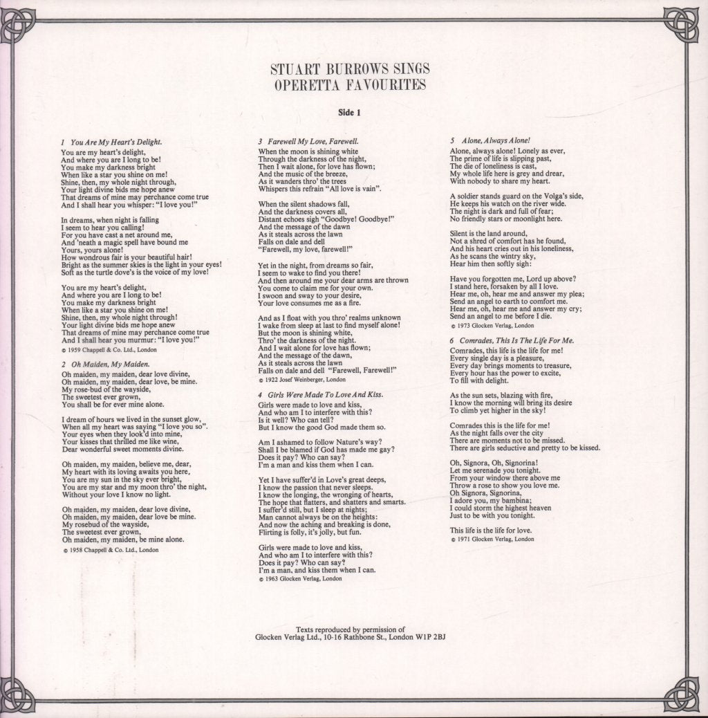 Stuart Burrows - Stuart Burrows Sings Operetta Favourites - Lp