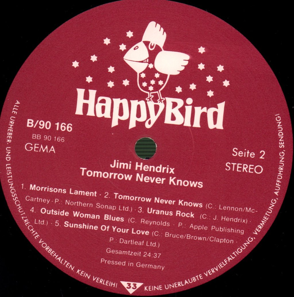 Jimi Hendrix - Tomorrow Never Knows - Lp