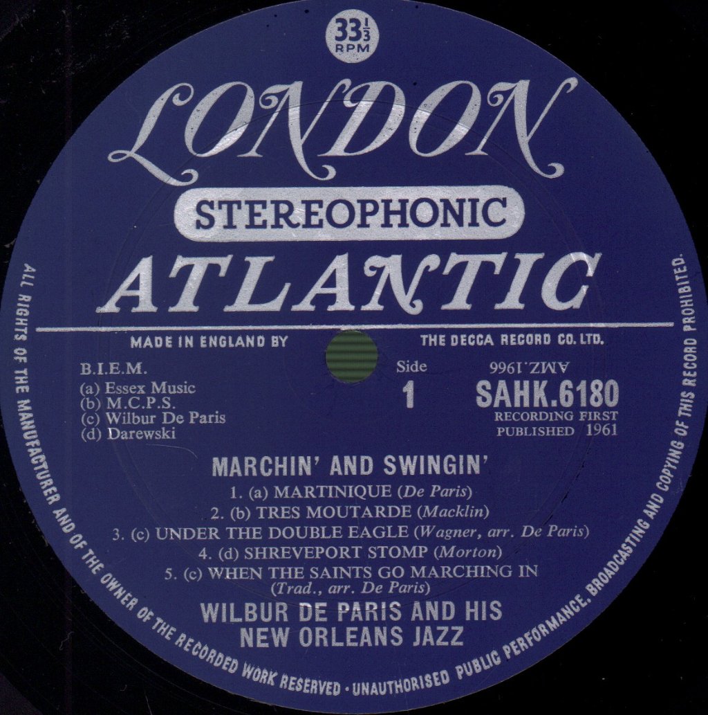 Wilbur De Paris And His New New Orleans Jazz - Marchin' And Swingin' - Lp