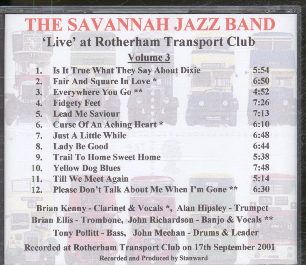 Savannah Jazz Band - Live At Rotherham Transport Club Volume 3 - Cdr