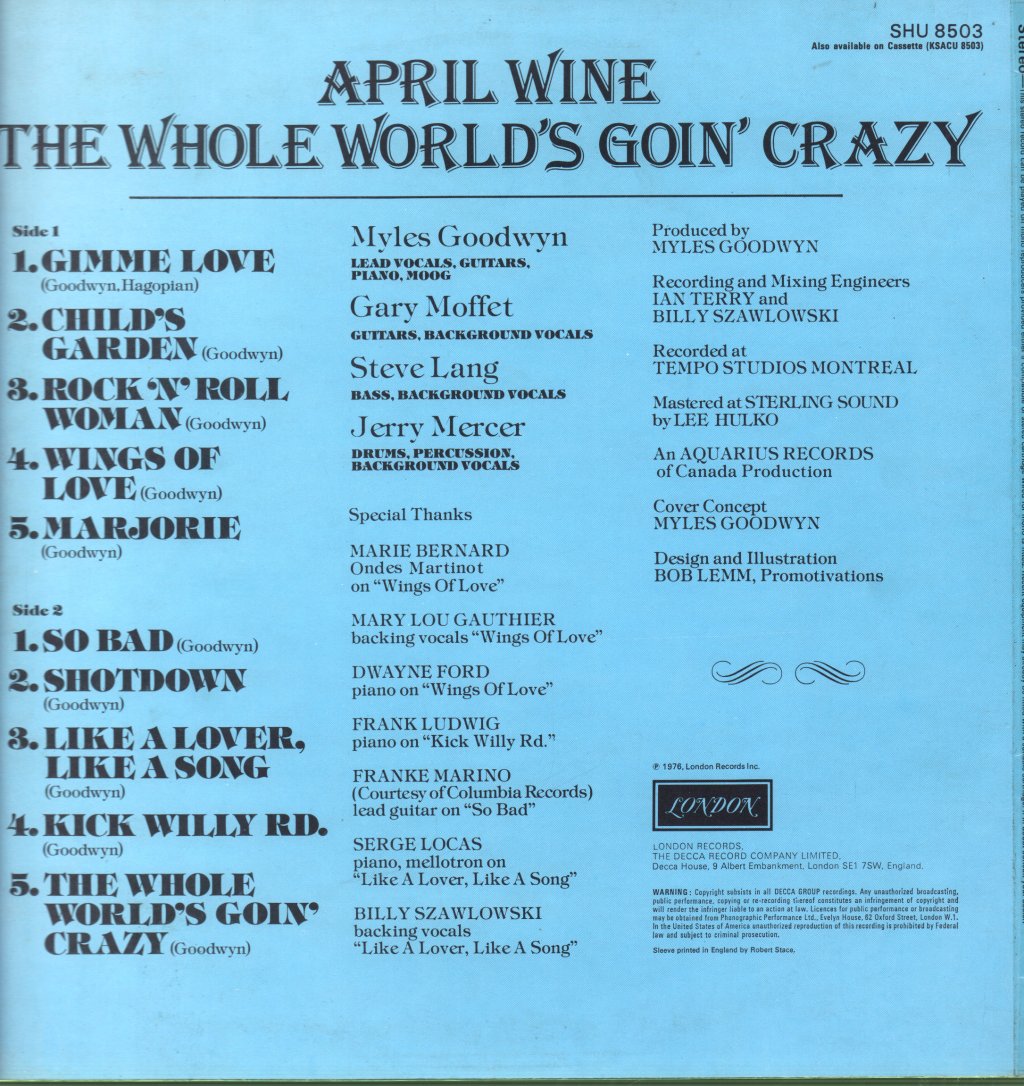 April Wine - Whole World's Goin' Crazy - Lp