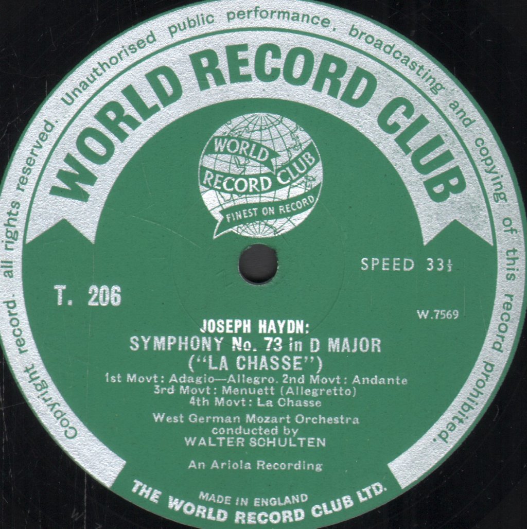 West German Mozart Orchestra / Walter Schulten - Haydn - Symphony No. 45 / Symphony No. 73 - Lp