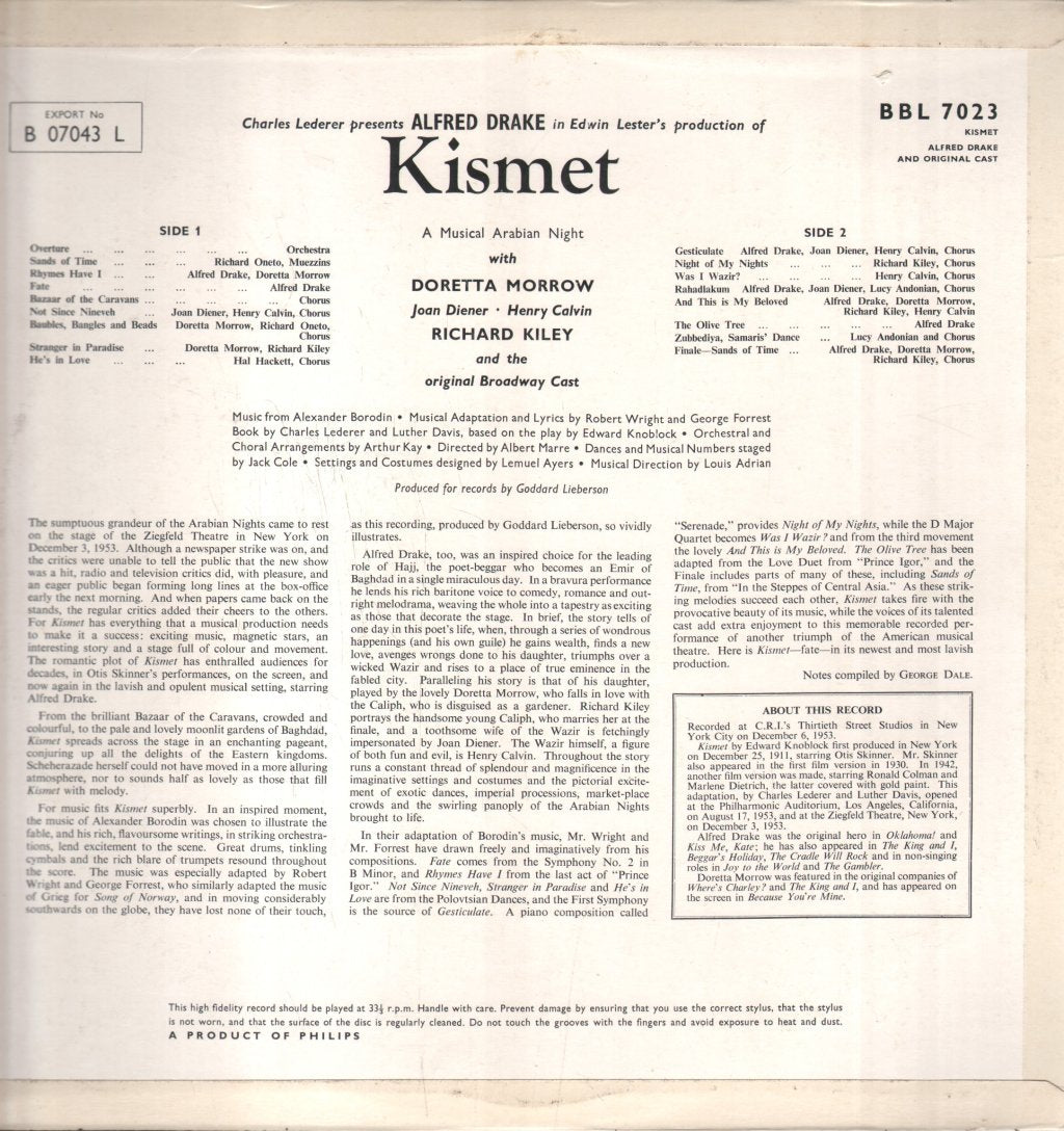 Kismet - Original Broadway Cast - Lp