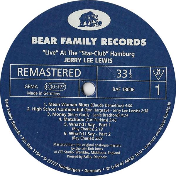 Jerry Lee Lewis - "Live" At The "Star-Club" Hamburg - Lp