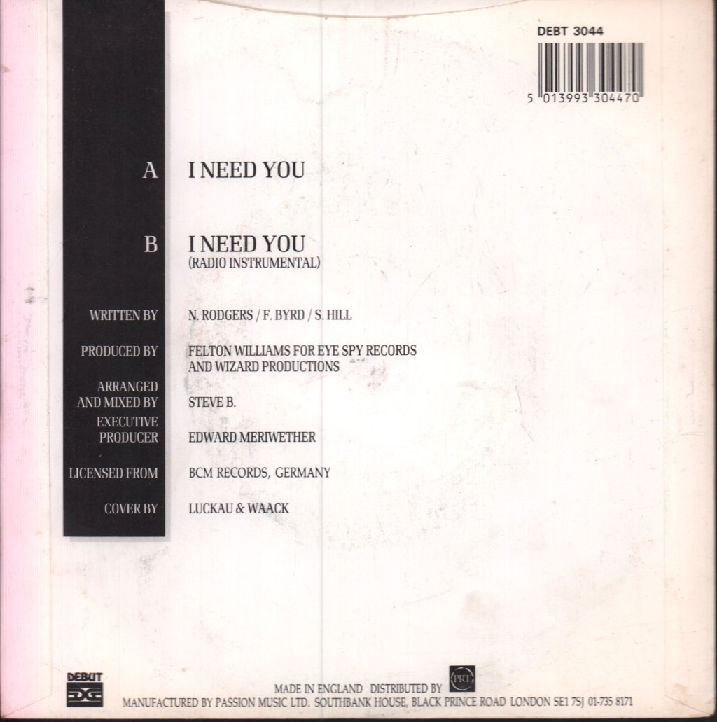 B.V.S.M.P. - I Need You - 7 Inch