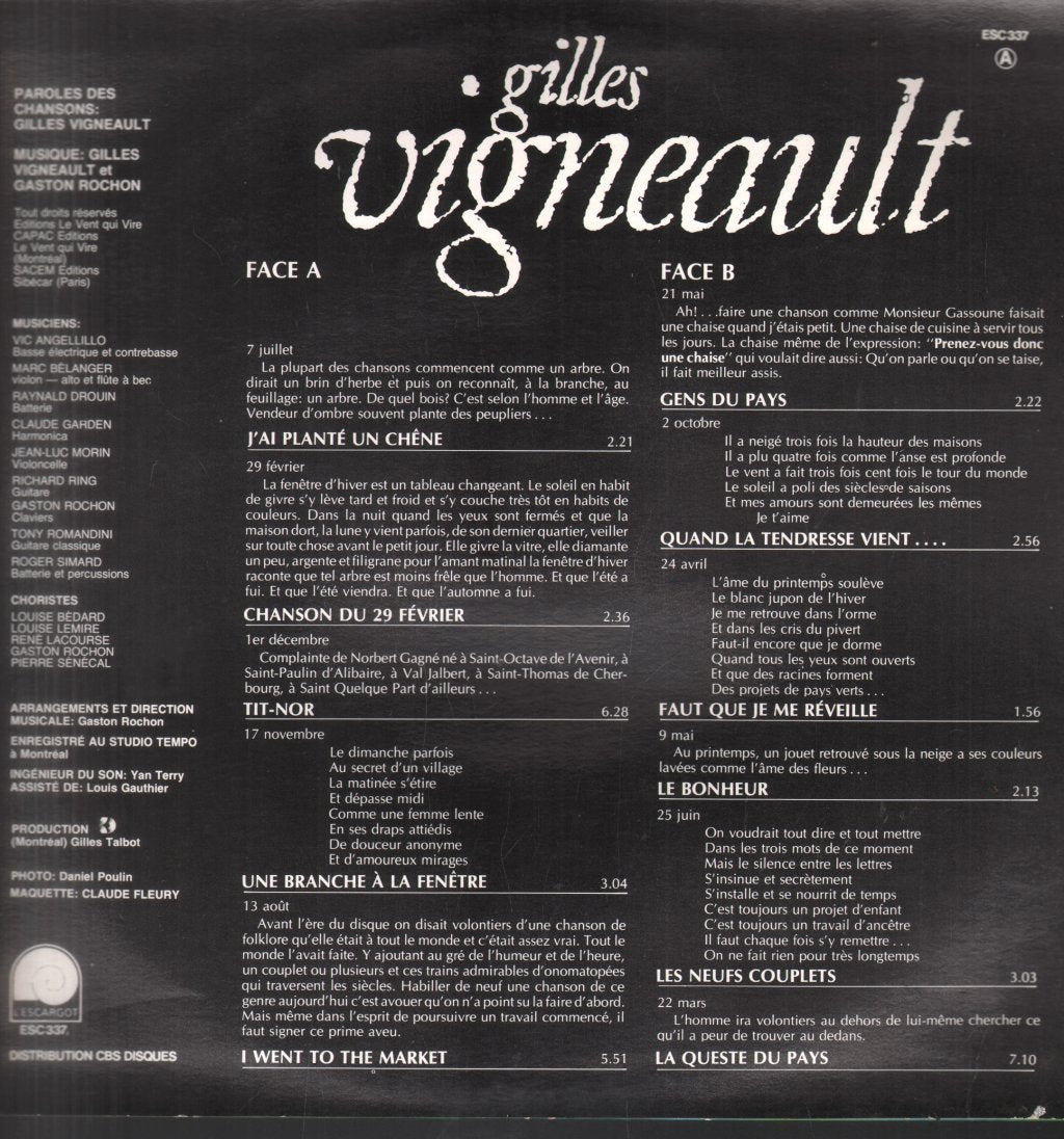 Gilles Vigneault - J'ai Planté Un Chêne... - Lp