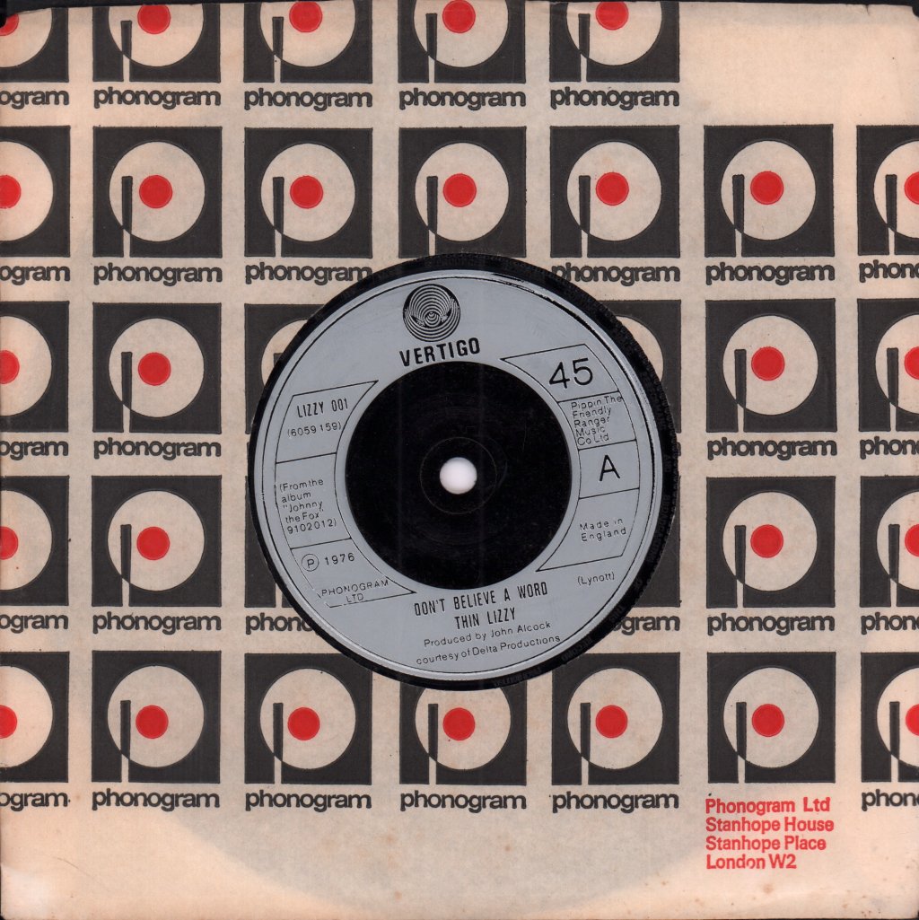 Thin Lizzy - Don't Believe A Word - 7 Inch