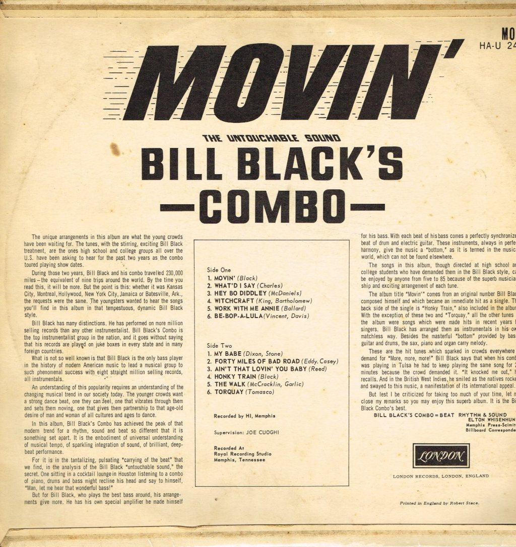 Bill Black's Combo - Movin' - Lp