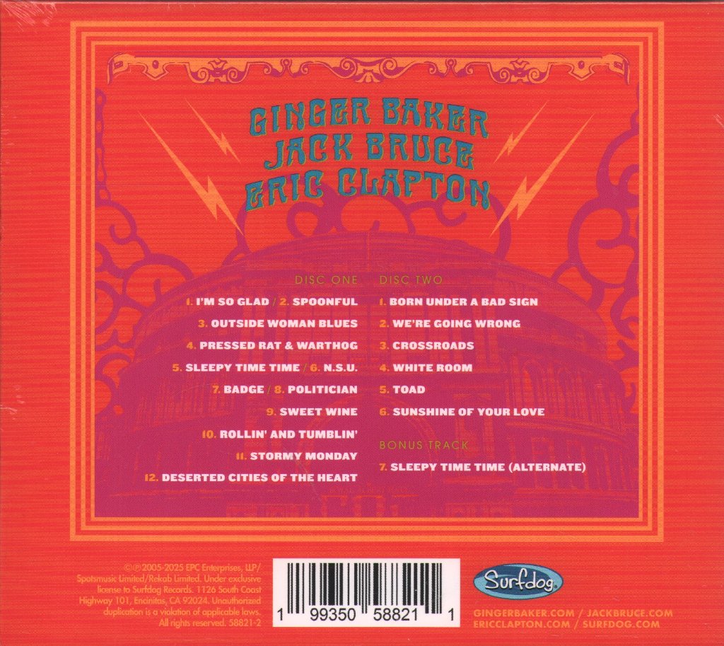 Cream - Royal Albert Hall London May 2-3-5-6 2005 (20th Anniversary) - Double Cd