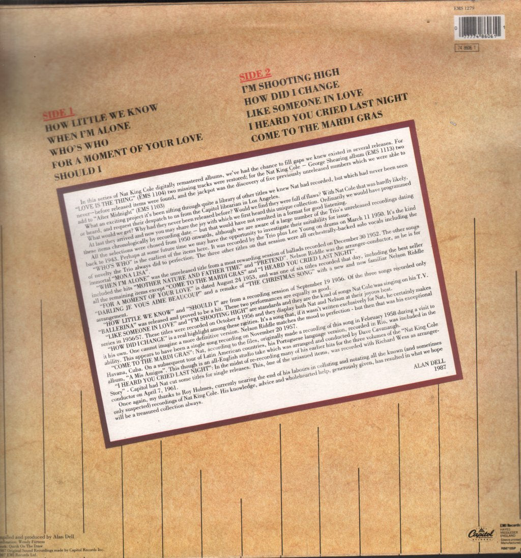 Nat King Cole - Unreleased - Lp