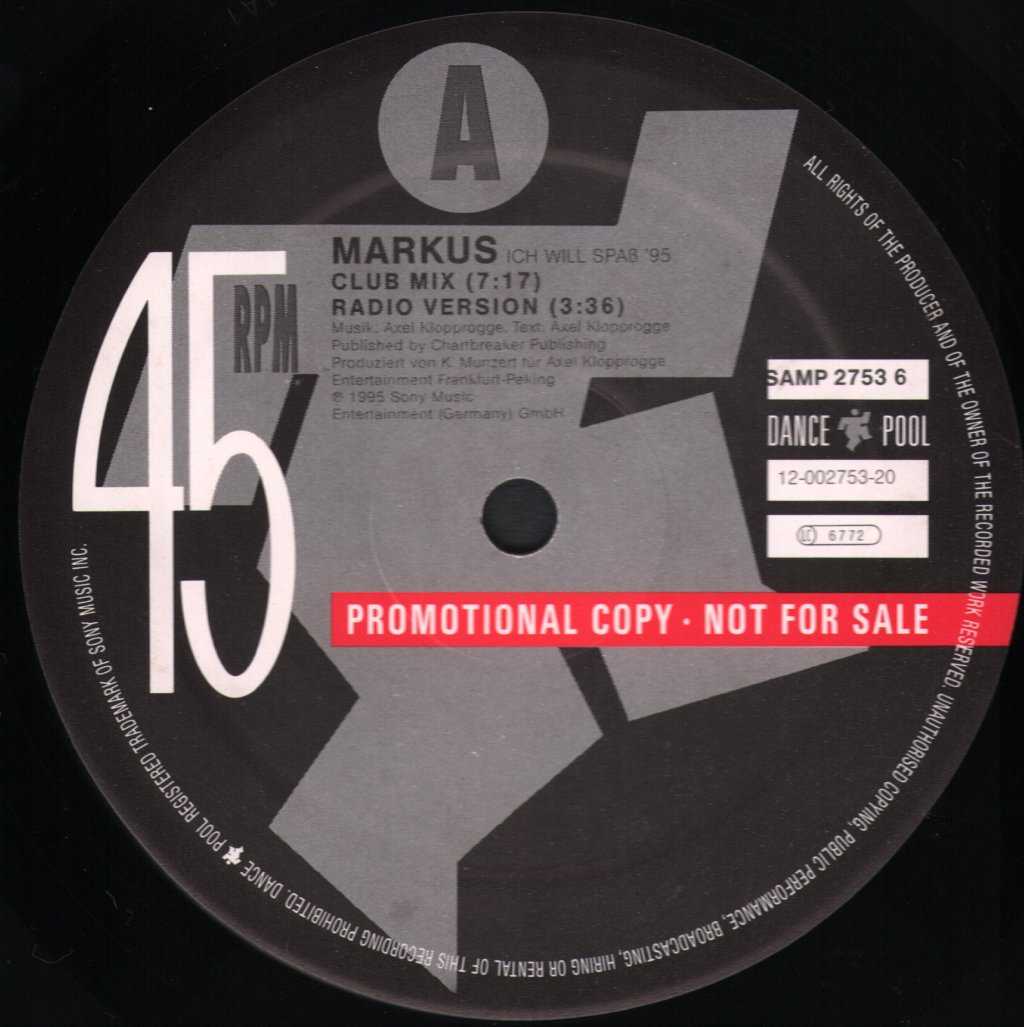 Markus - Ich Will Spaß '95 - 12 Inch