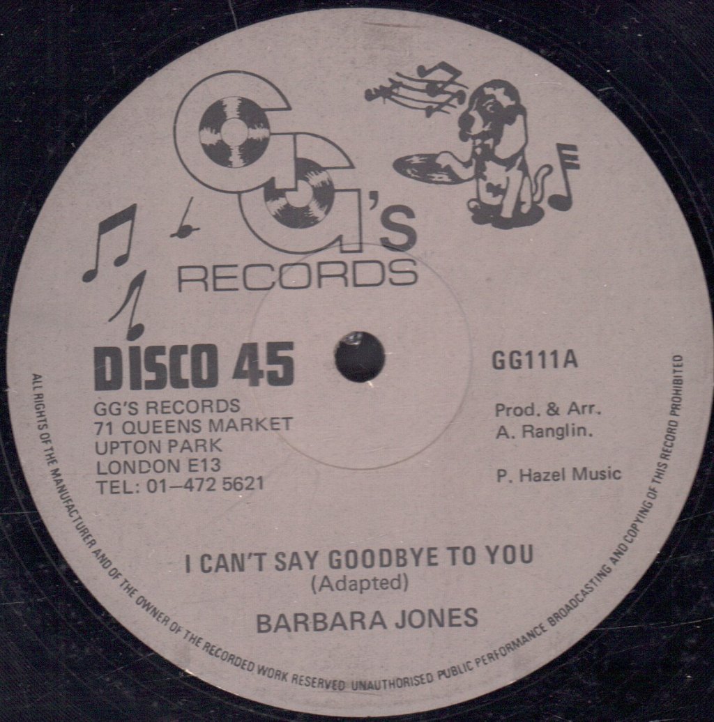 Barbara Jones - i can't say goodbye to you - 12 Inch