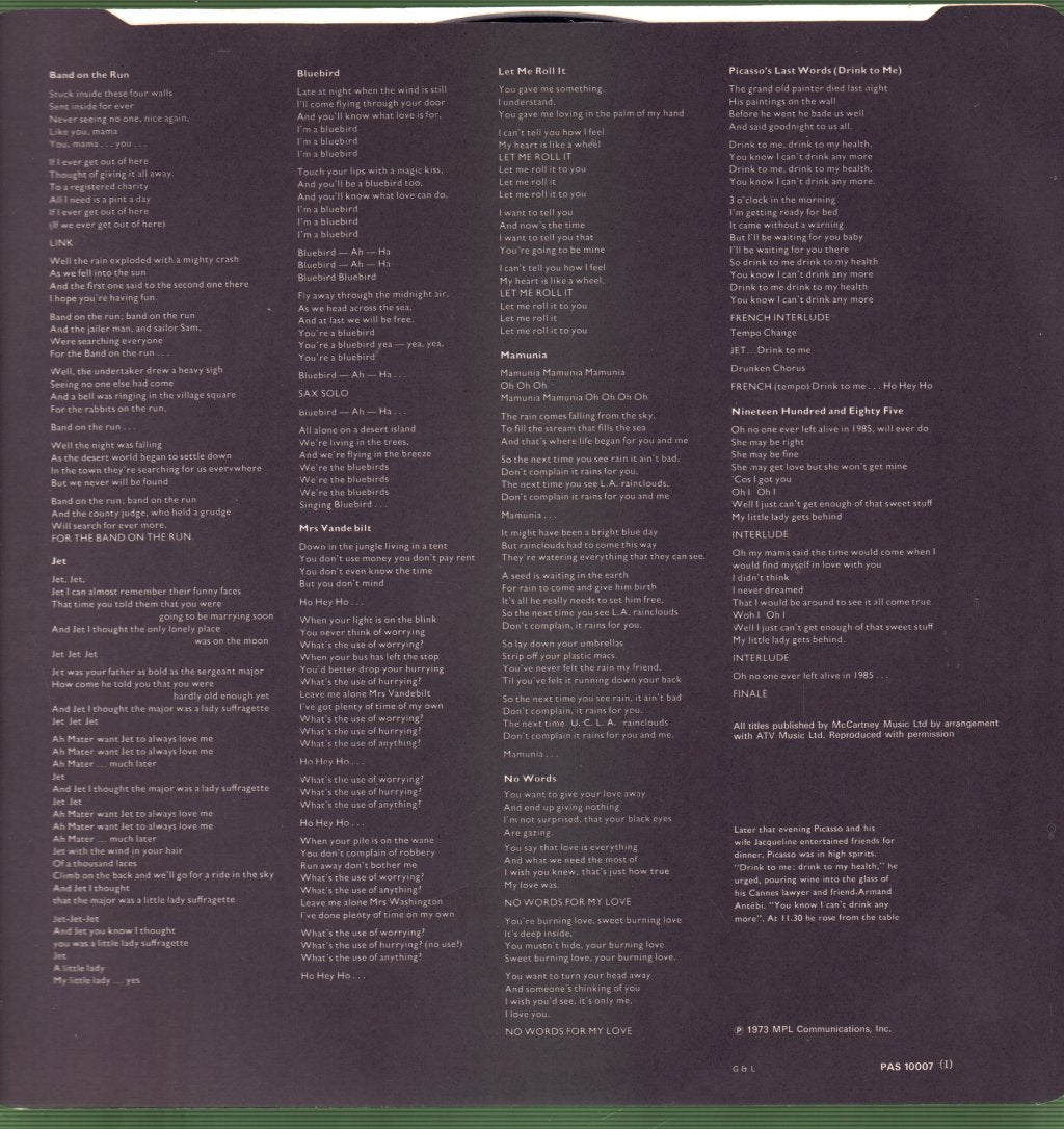 Paul McCartney And Wings - Band On The Run - Lp