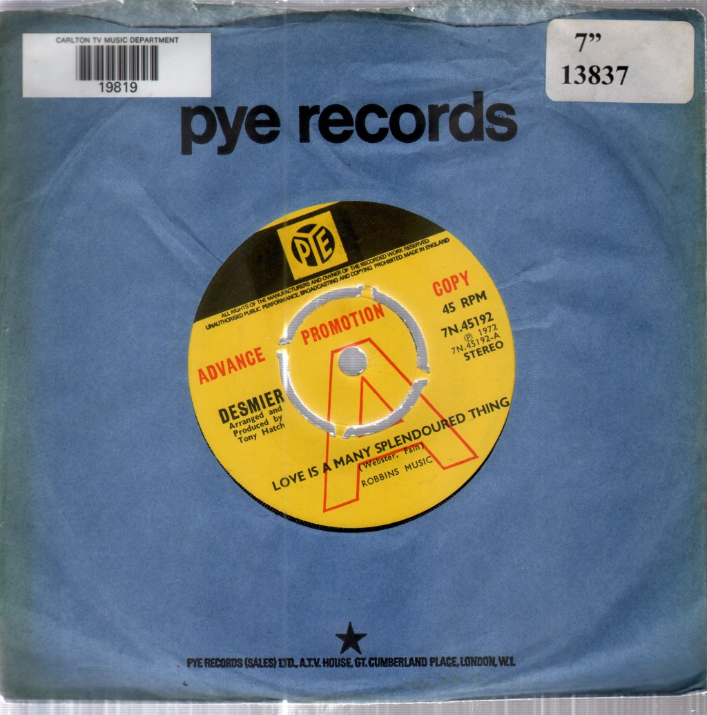 Desmier - Love Is A Many Splendoured Thing - 7 Inch