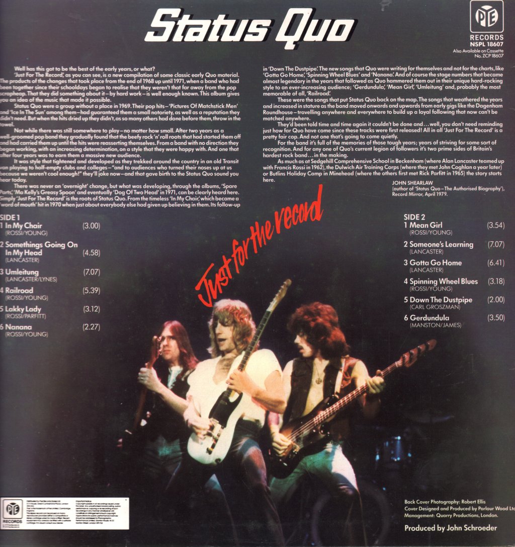 Status Quo - Just For The Record - Lp