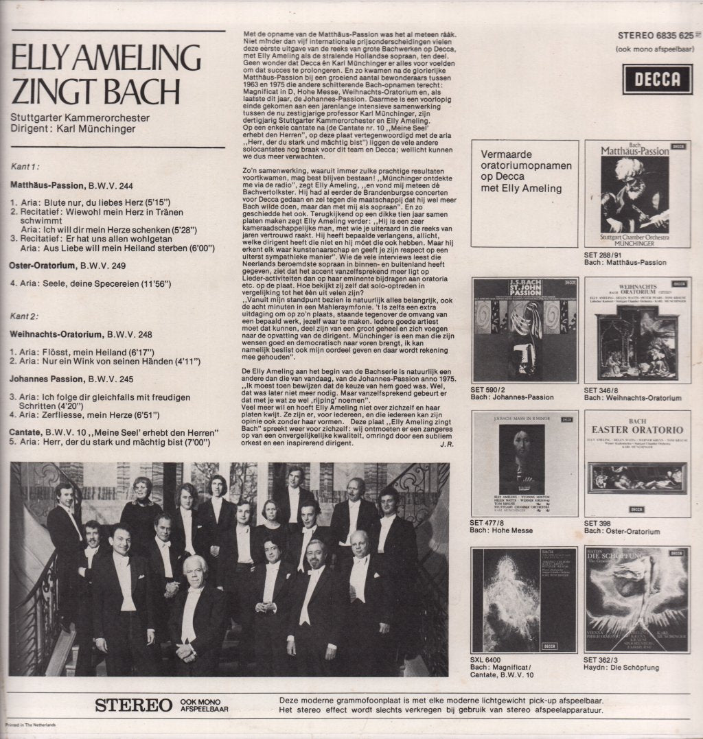 Elly Ameling - Zingt Bach - Lp