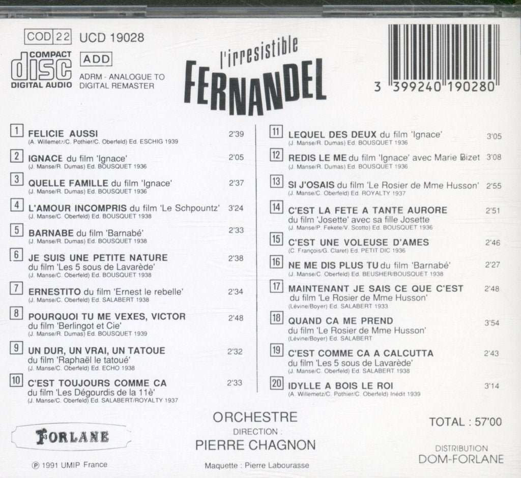 Fernandel - L'Irrésistible Fernandel - Cd