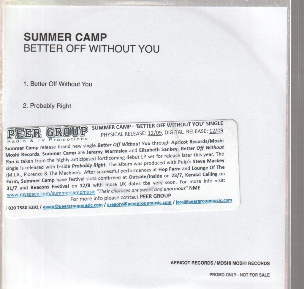 Summer Camp - Better Off Without You - Cdr
