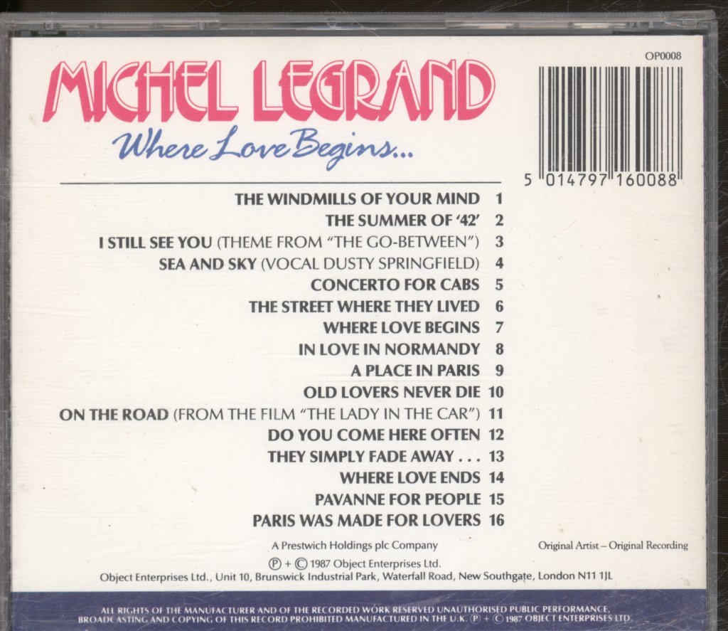 Michel Legrand - Where Love Begins - Cd