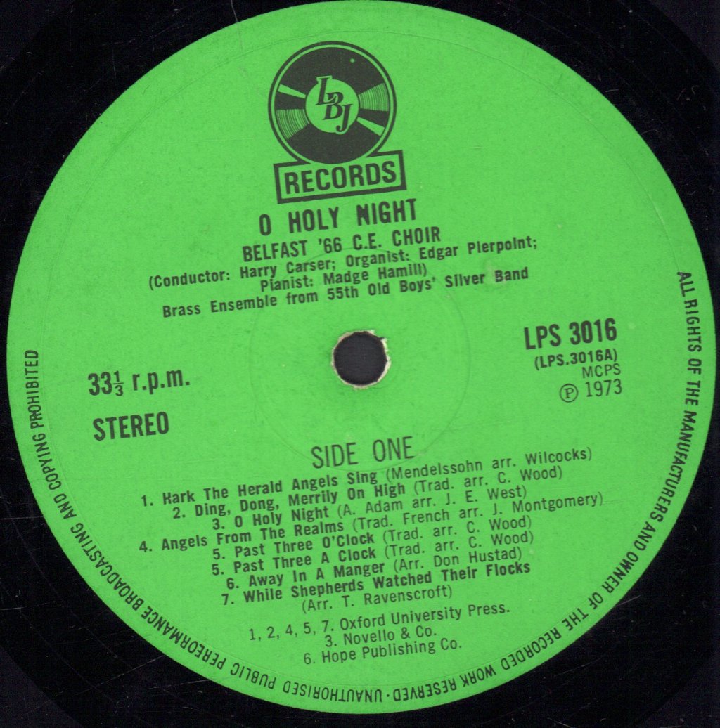 '66 C.E. Choir Belfast - O Holy Night - Lp