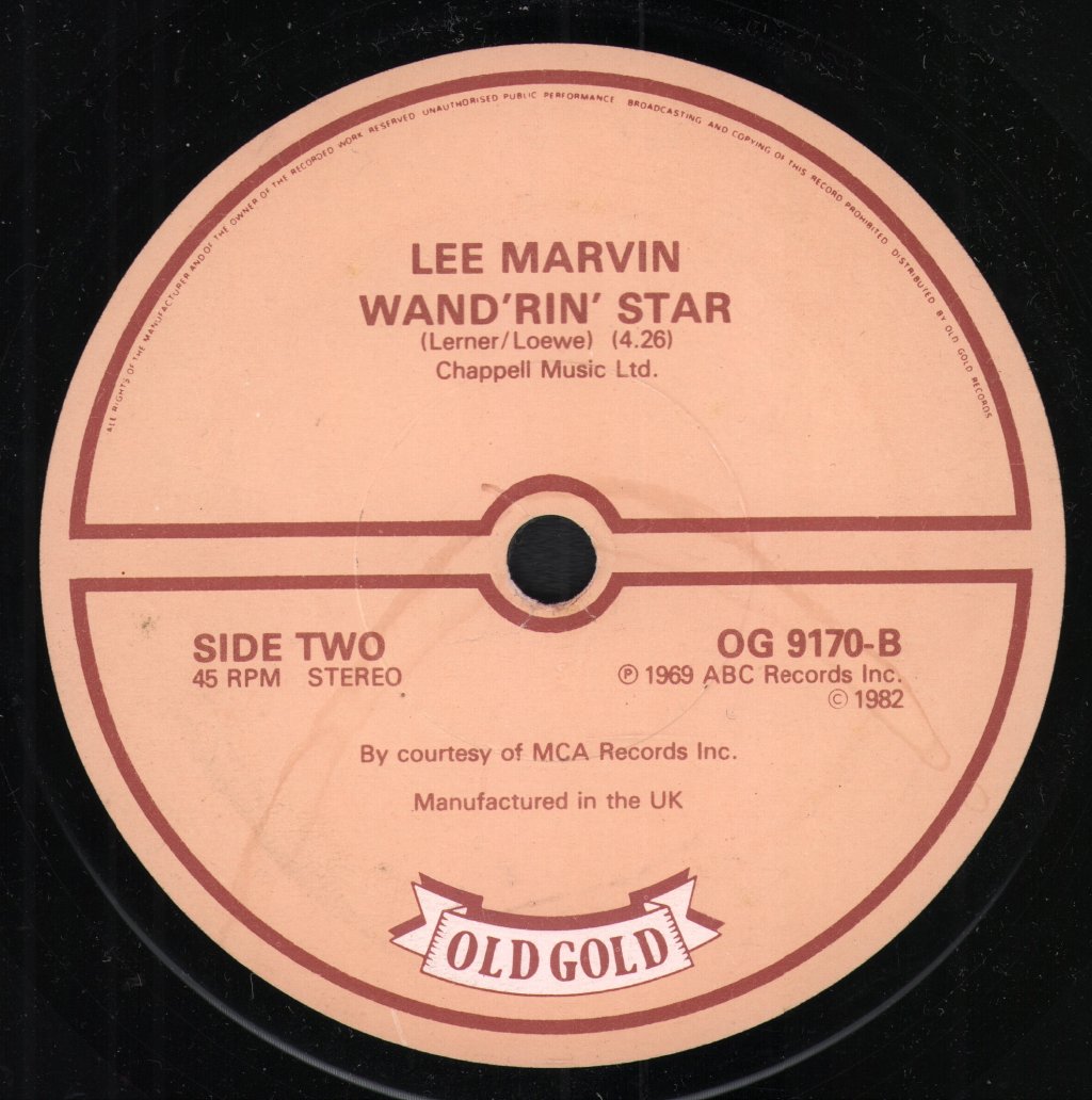 Wink Martindale/Lee Marvin - Deck Of Cards/Wand'rin' Star - 7 Inch