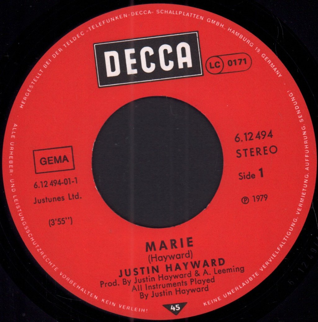 Justin Hayward - Marie - 7 Inch