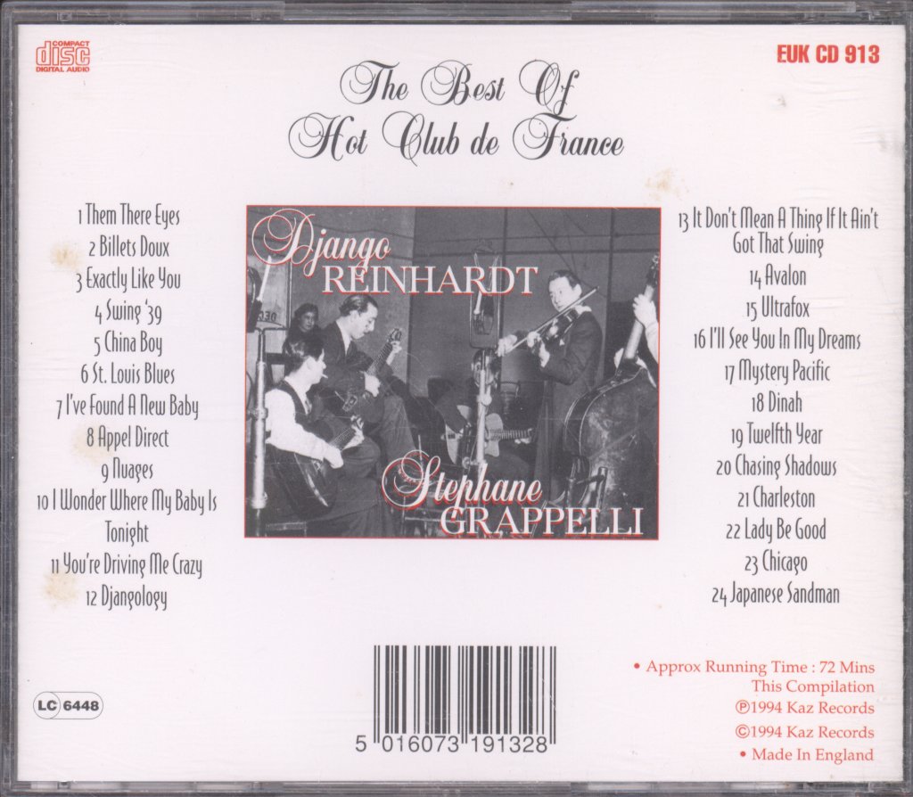 Django Reinhardt And Stephane Grappelly - Best Of Hot Club De France - Cd