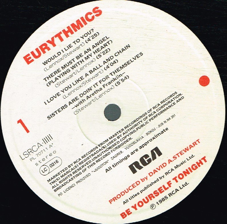 Eurythmics - Be Yourself Tonight - Lp