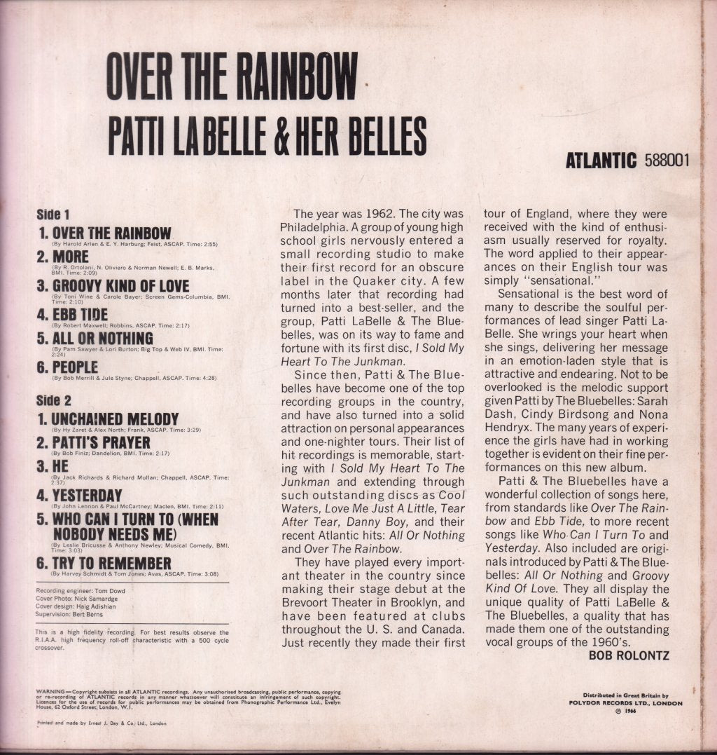 Patti Labelle And Her Belles - Over The Rainbow - Lp