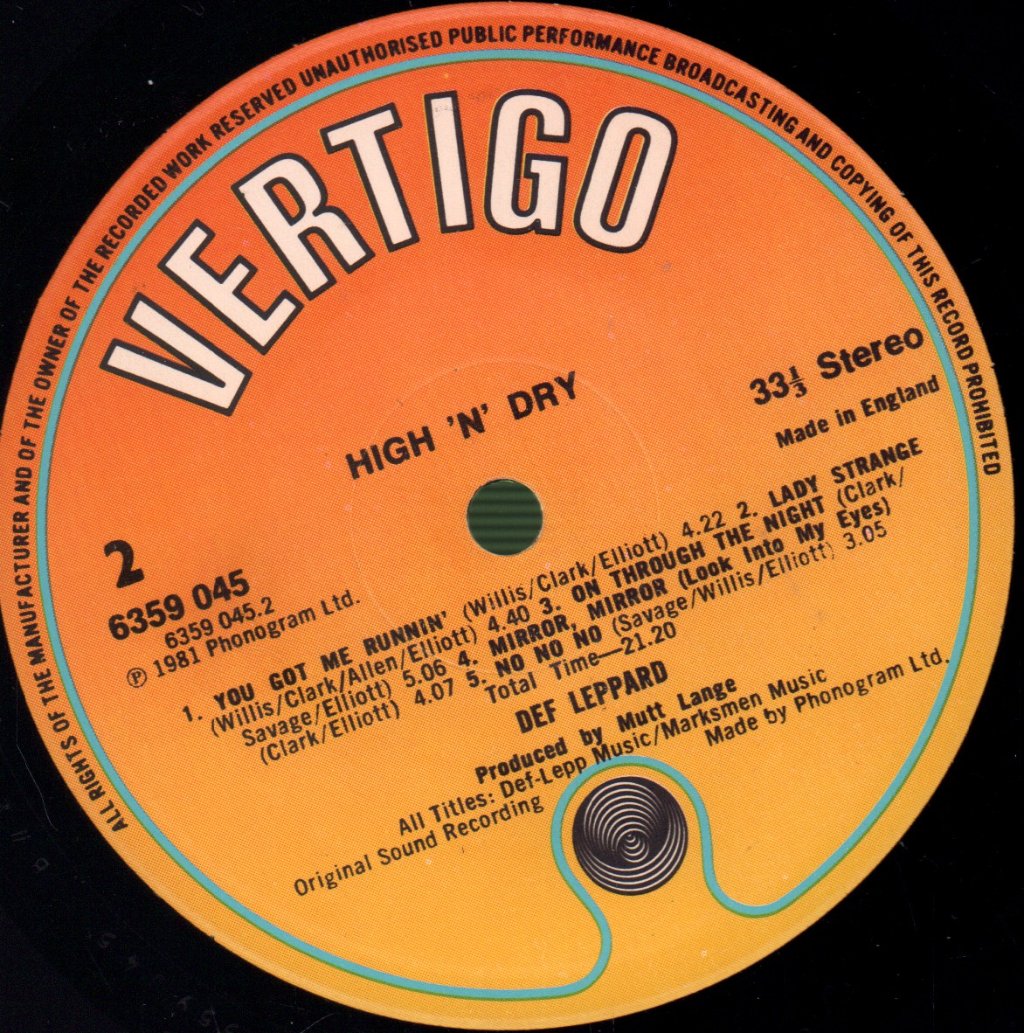 Def Leppard - High N Dry - Lp