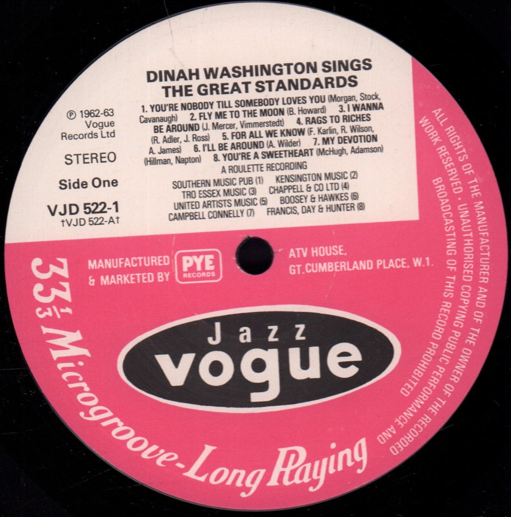 Dinah Washington - Sings The Great Standards - Double Lp