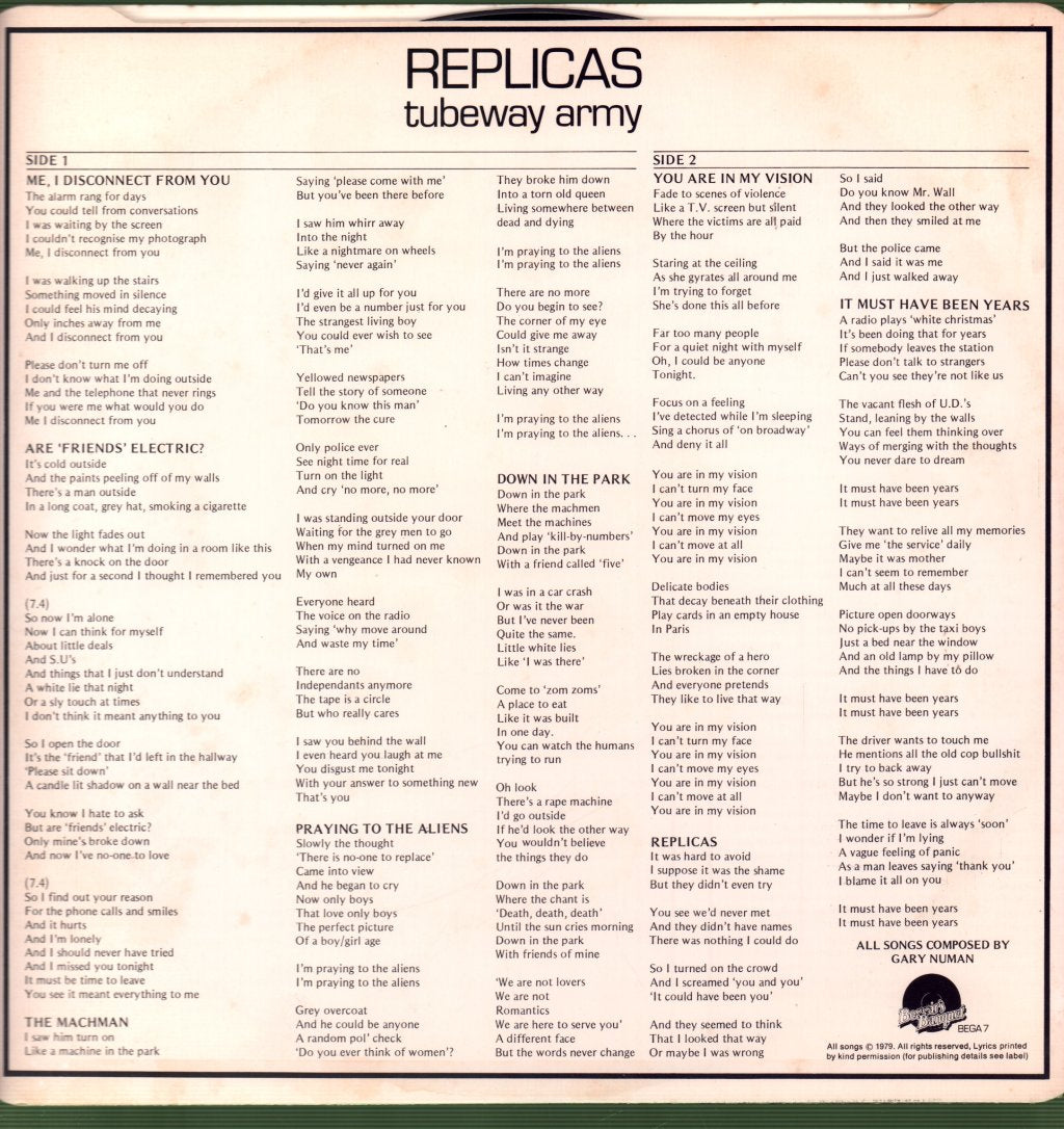 Tubeway Army - Replicas - Lp