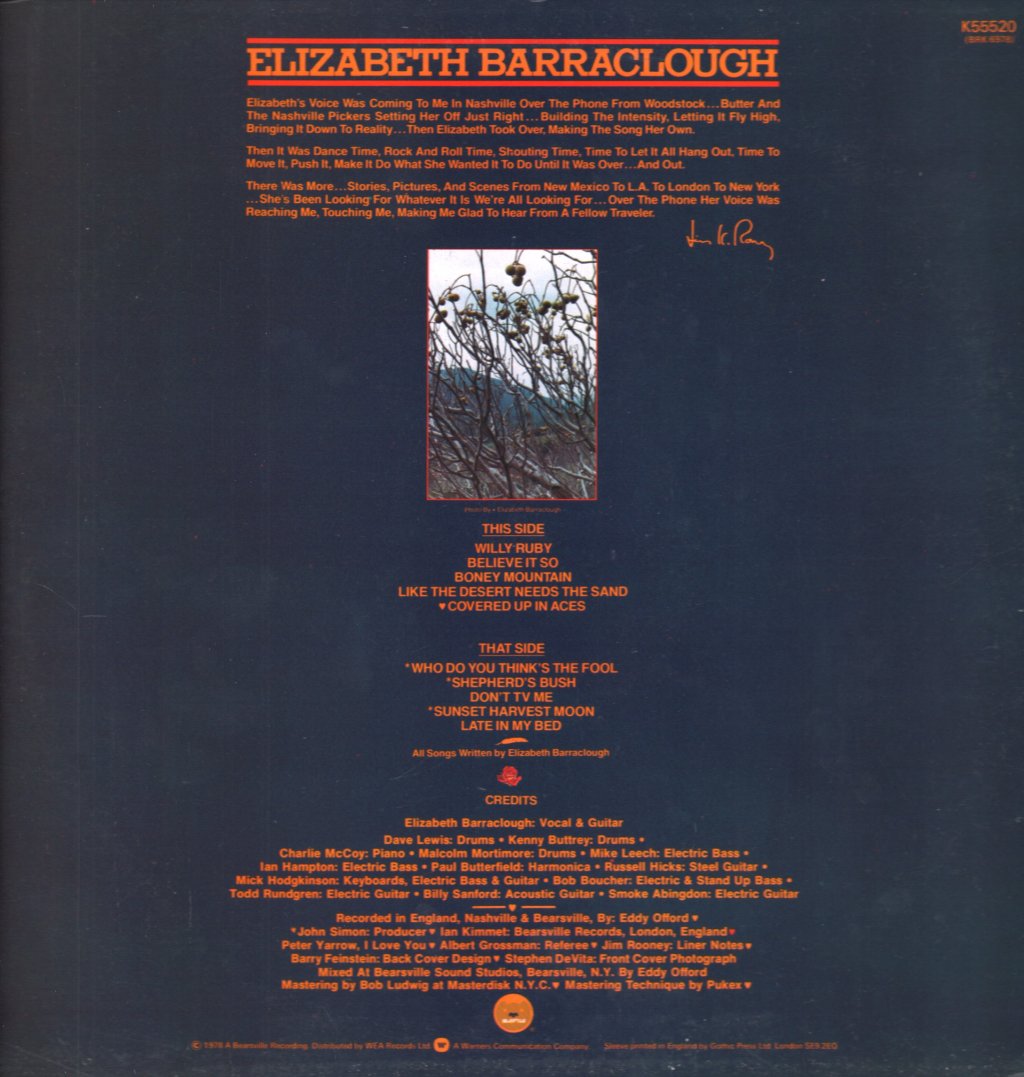 Elizabeth Barraclough - Elizabeth Barraclough - Lp