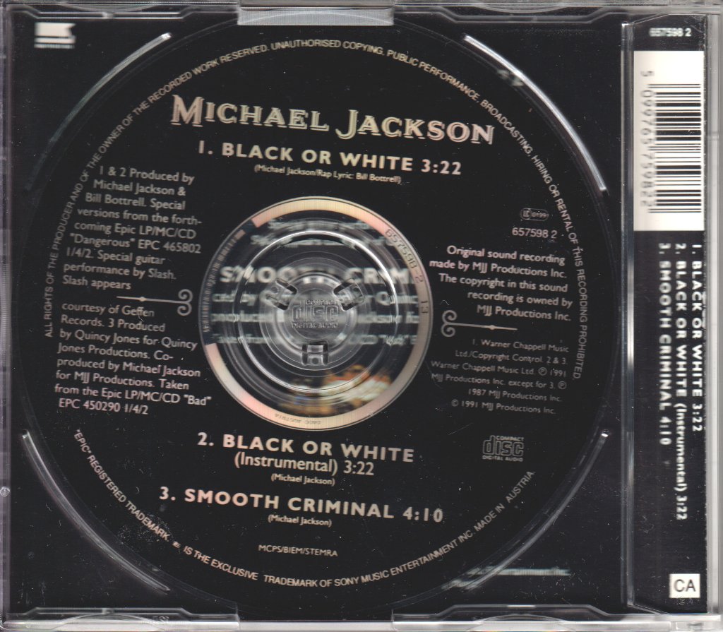 Michael Jackson - Black Or White - Cd
