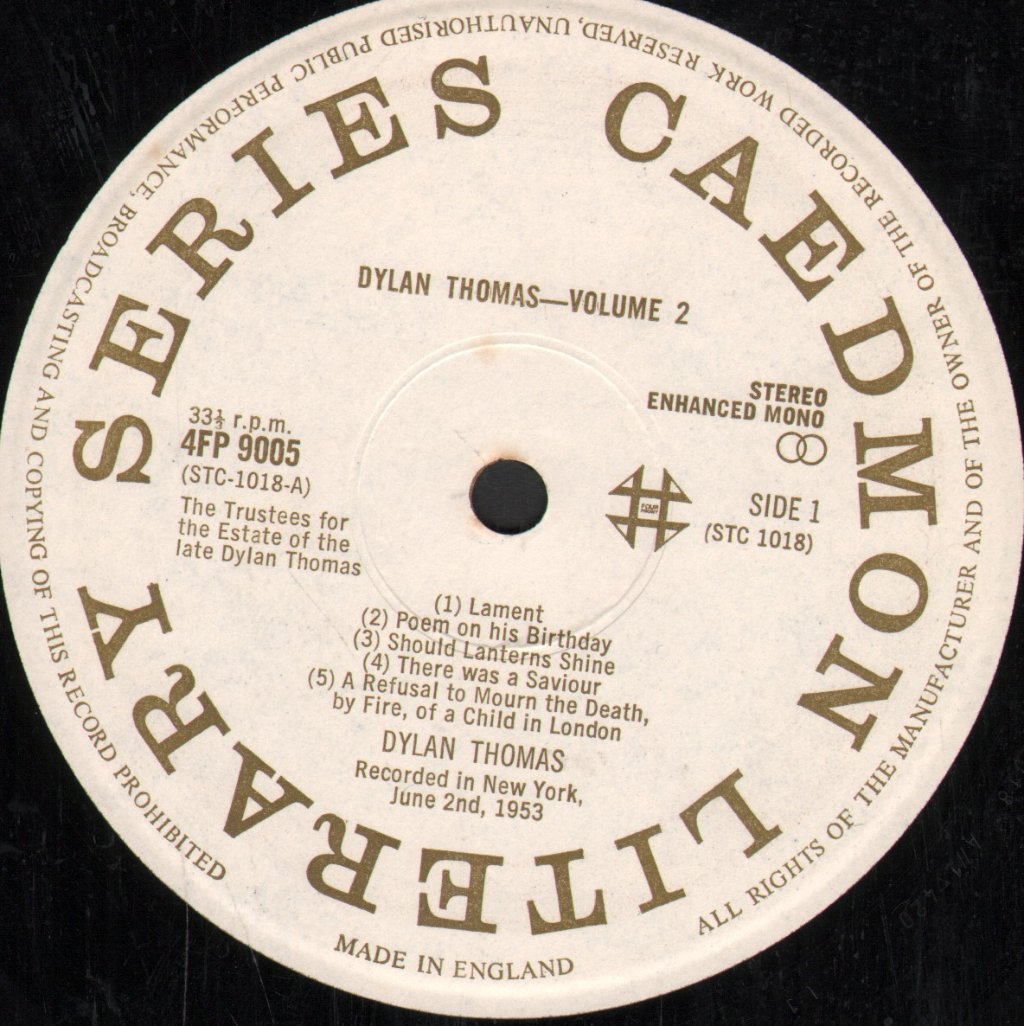 Dylan Thomas - Reading Dylan Thomas Volume Two - Lp