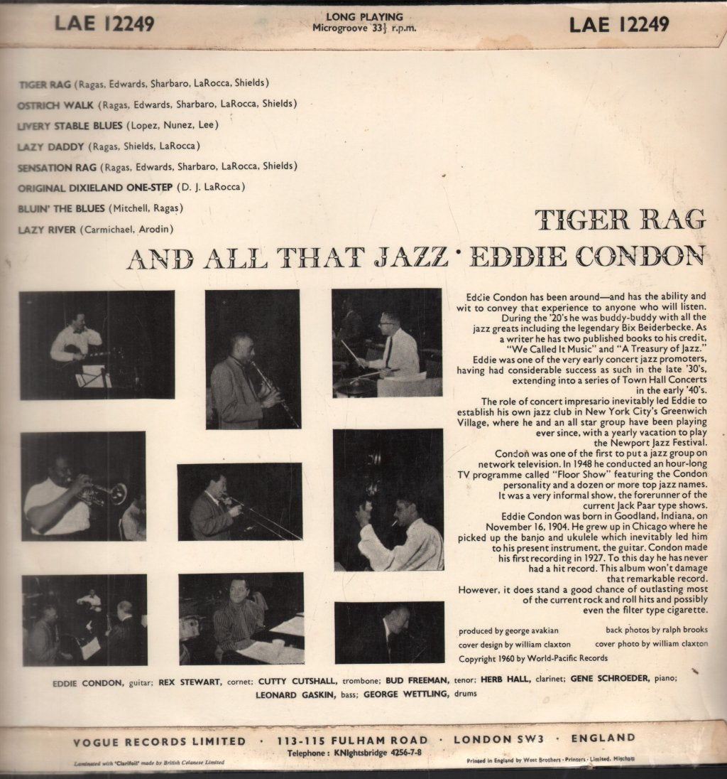 Eddie Condon And His All Stars - Tiger Rag And All That Jazz - Lp