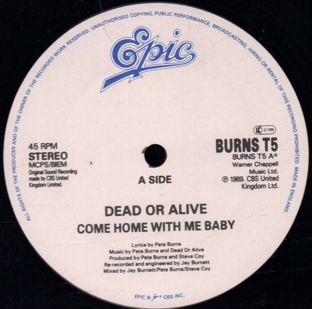 Dead Or Alive - Come Home With Me Baby - 12 Inch
