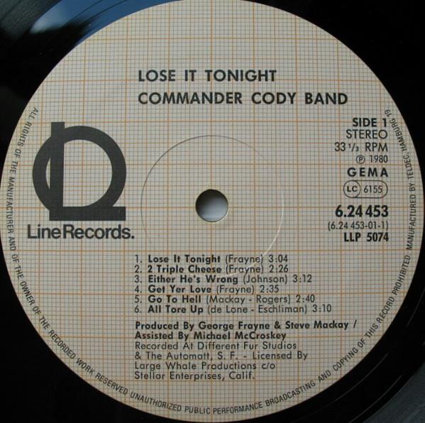 Commander Cody Band - Lose It Tonight - Lp