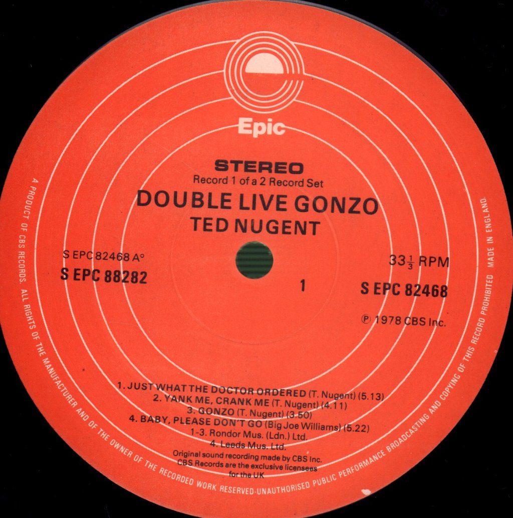 Ted Nugent - Double Live Gonzo! - Double Lp