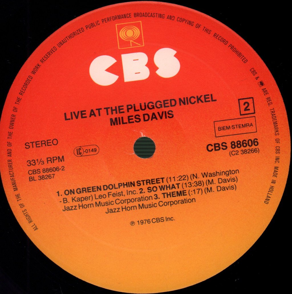 Miles Davis - Live At The Plugged Nickel - Double Lp